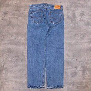 Levis 505 Mid Stone Wash Released Hem Relax Fit Straight Leg Baggy Jeans Pant's